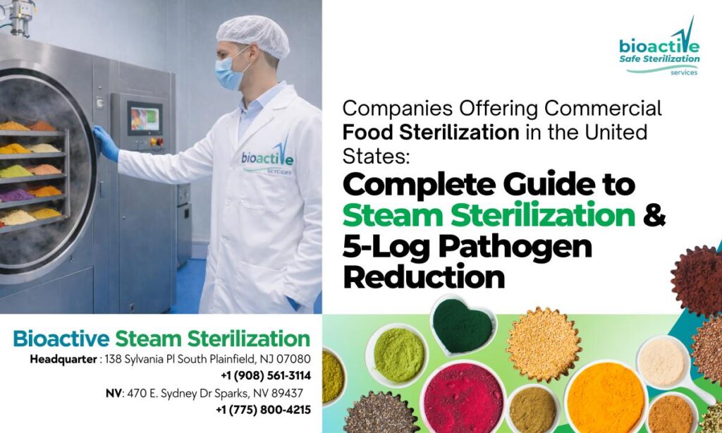 Industrial steam sterilization equipment used for powdered ingredient microbial reduction in the United States