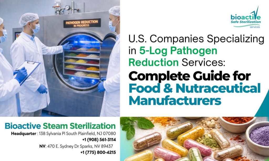 Steam sterilization system used by U.S. companies to achieve 5-log pathogen reduction in powdered food ingredients