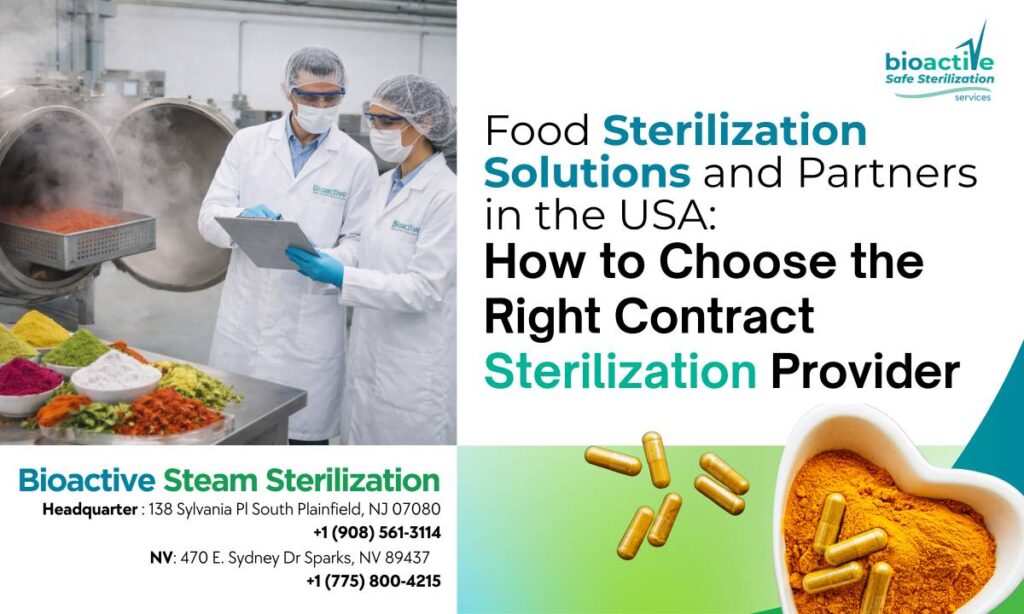 Industrial steam sterilization system used for microbial reduction of powdered food ingredients in the USA